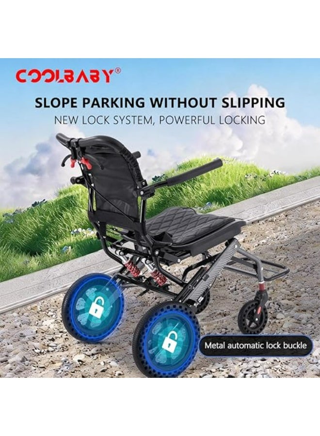Cool Baby Wheelchairs for Adults,Transport Wheelchair Lightweight Foldable, Transport Chair,Ergonomic Travel Wheelchair with Telescopic Handle,Honeycomb Shock Absorbing tire, Support 220lbs - Image 5